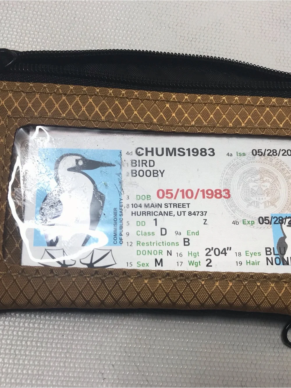 New Chums Surfshorts Wallet RFID Blocking Slim Zippered Brown Yellow New
